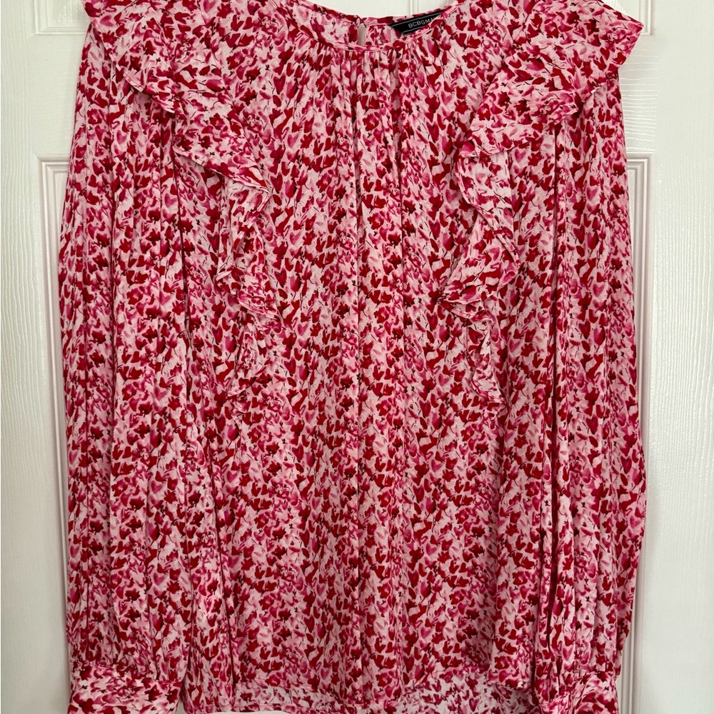 BCBGMaxAzria Pink and Red Floral Top